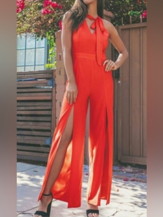Strut & Bolt Pants - Strut & Bolt Sleeveless Red Jumpsuit Pantsuit